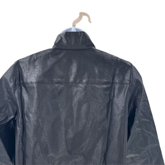 Tuckernuck NEW Black Faux Leather Chic Edgy Collared Margot Top Size S - Picture 9 of 13